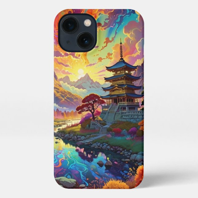 Coque iPhone Pagoda and Coloured Landscape (Verso)