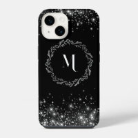 Paillettes Argentées Et Élégant Monogramme Noir