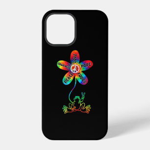 Coque iPhone 12 Pro Paix Courage Amour Espoir Grenouilles Hippie