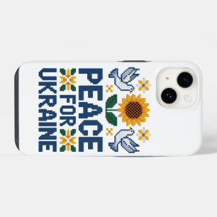 Coque Pour iPhone 14 Paix pour l'Ukraine Pixel Folk Art