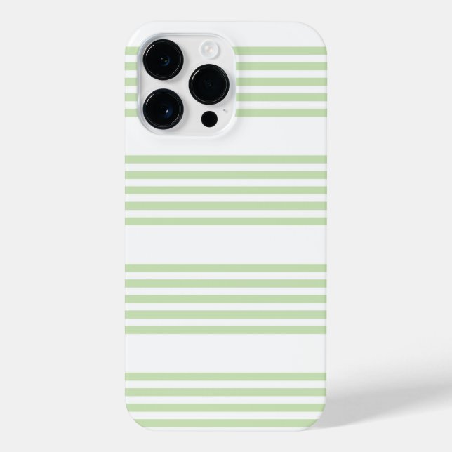 Coque iPhone Pale vert et blanc cinq bandes motif (Verso)