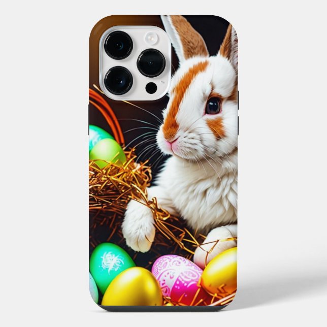Coque iPhone Panier et oeufs de lapin de Pâques (Verso)