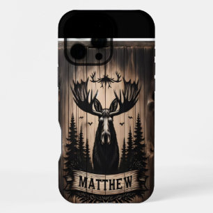 Coque iPhone 16 Pro Max Panneau de la forêt de l'orignal de Matthieu