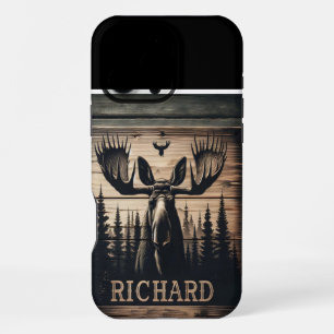 Coque iPhone 16 Pro Max Panneau d'orignal dans les bois