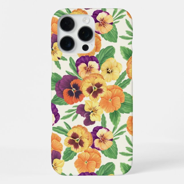 Coque iPhone Pansies sur blanc cassé (Verso)