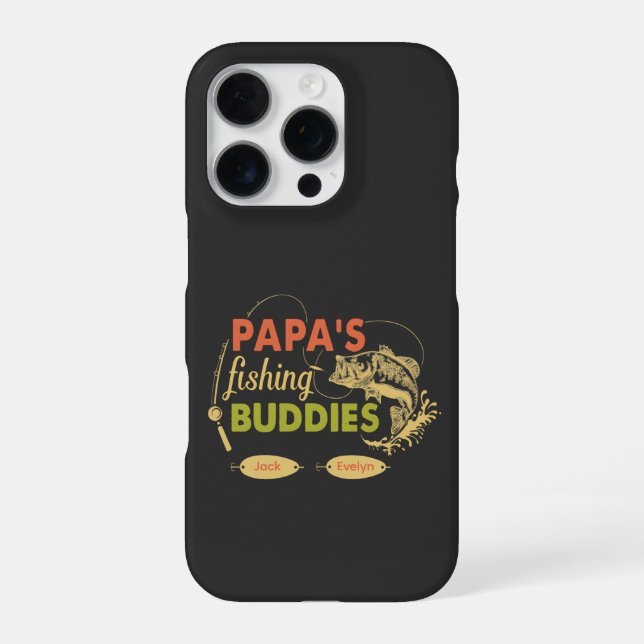 Coque iPhone Papa’s Fishing Buddies Personalized grandkids Name (Verso)