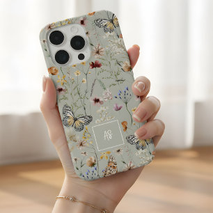 Papier Aquarelle Fleurs Sauvages Motif Monogrammé