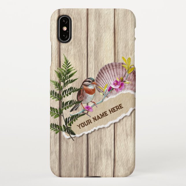 Coque iPhone Papier tordu rustique Peinture à huile de bois Per (Dos)