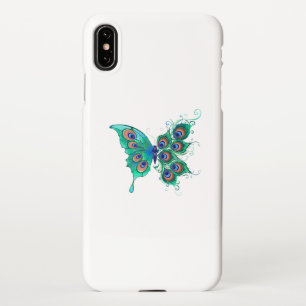 Coque iPhone XS Max Papillon aux plumes de paon vert