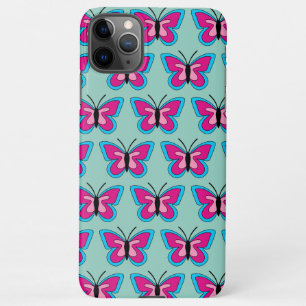 Coque iPhone 11Pro Max Papillon bleu magenta rose