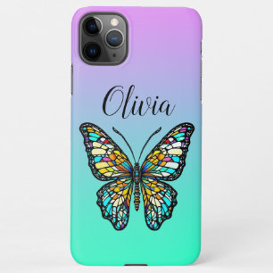 Coque iPhone 11Pro Max Papillon en verre coloré personnalisé