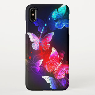Coque iPhone XS Max Papillons de nuit Neon brillants sur arrière - pla