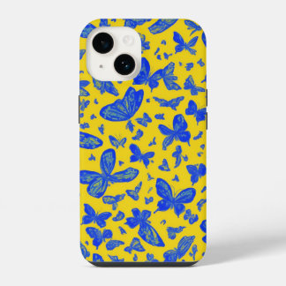 Coque Pour iPhone 14 Papillons délicats jaune floral