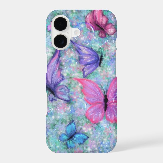 Coque iPhone Papillons Pailletés (Verso)