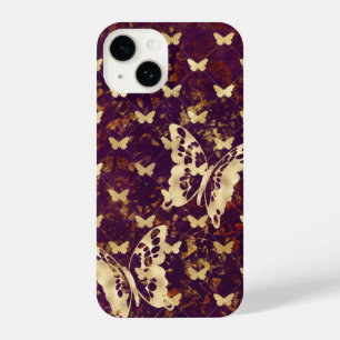 Coque Pour iPhone 14 Papillons Rustique Bourgogne Grunge iPhone 14 Coqu