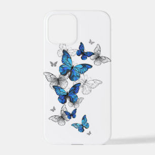 Coque iPhone 12 Pro Papillons volants bleus Morpho