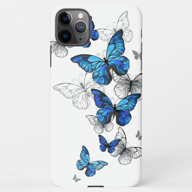 Coque iPhone Papillons volants bleus Morpho (Dos)