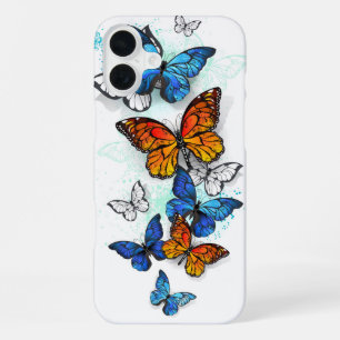 Coque iPhone 16 Plus Papillons volants Morpho et Monarch