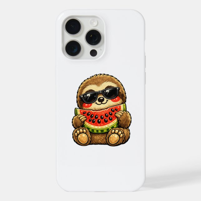 Coque iPhone Paresseux mignon avec pastèque (Verso)