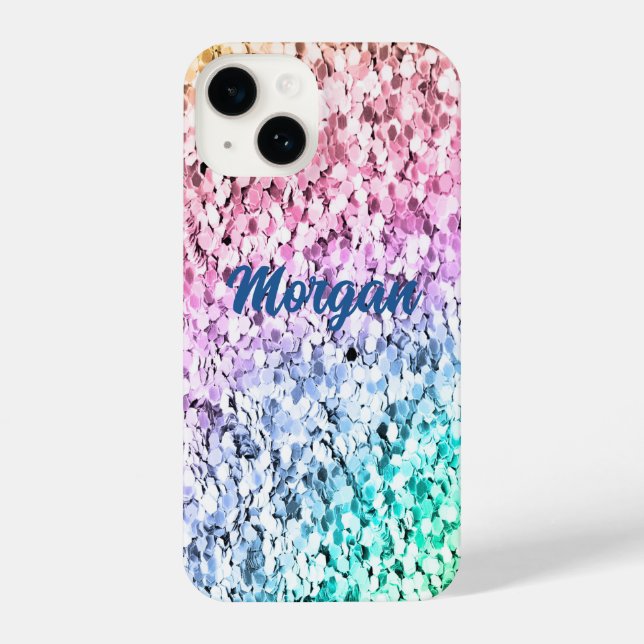Coque iPhone Parties scintillant arc-en-ciel gras chatoyant (Verso)
