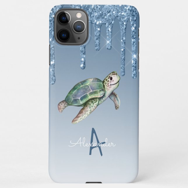 Coque iPhone Parties scintillant bleue de tortue marine Budget  (Dos)