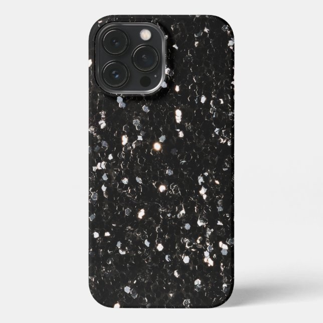 Coque iPhone Parties scintillant brillante noire et blanche (Verso)