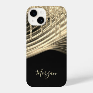 Coque Pour iPhone 14 Parties scintillant d'or, Lumière d'or, Nom Or