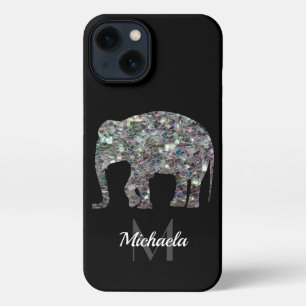 Etui iPhone 13 Parties scintillant en mosaïque argentée étincelan
