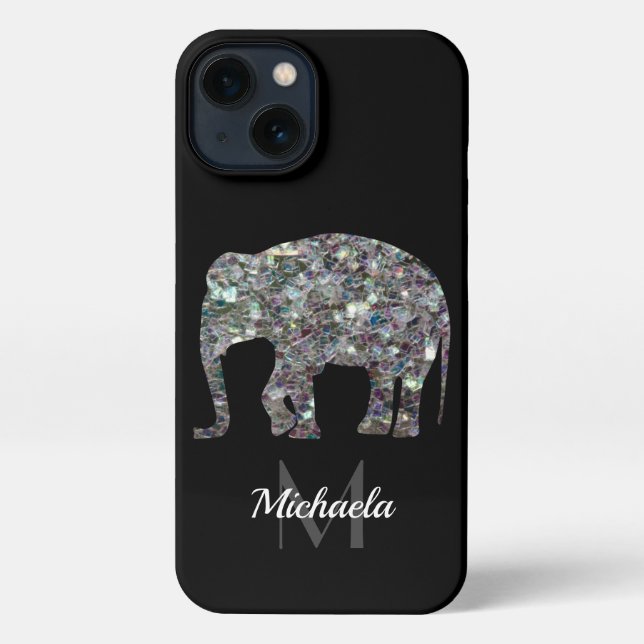 Coque iPhone Parties scintillant en mosaïque argentée étincelan (Verso)