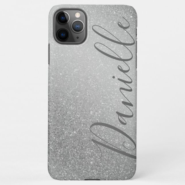 Coque iPhone Parties scintillant Faux gris élégant Arrière - pl (Dos)