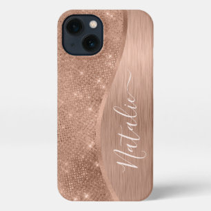 Etui iPhone 13 Parties scintillant métal Rose or personnalisé