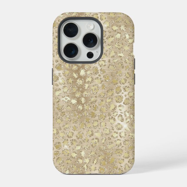 Coque iPhone Parties scintillant or Fancy Cheetah Motif (Verso)