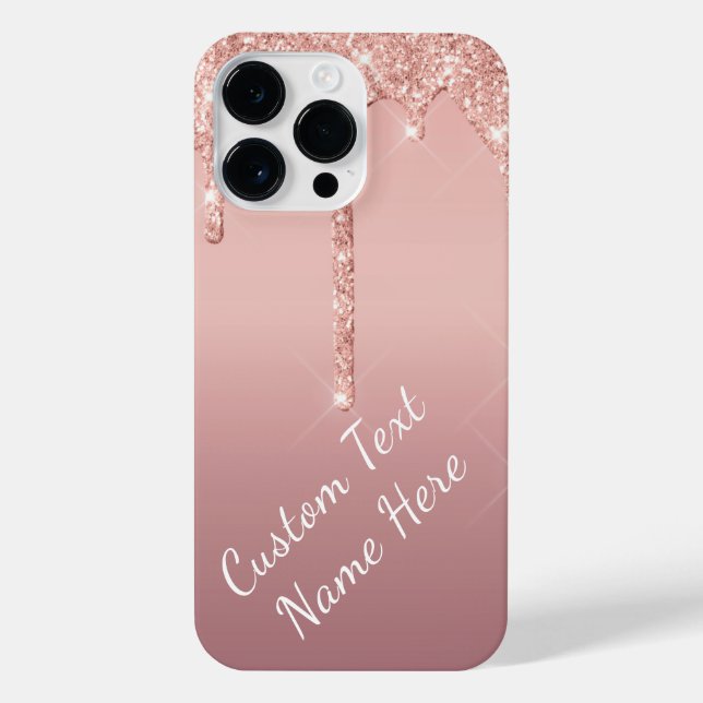 Coque iPhone Parties scintillant or rose Nom de texte personnal (Verso)