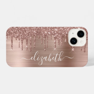 Coque Pour iPhone 14 Parties scintillant or rose personnalisée