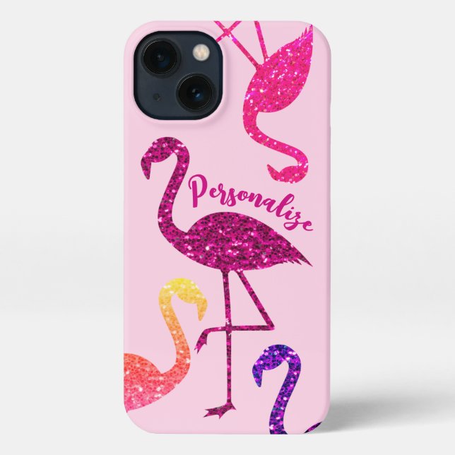 Coque iPhone parties scintillant rose Flamant rose étincelles P (Verso)