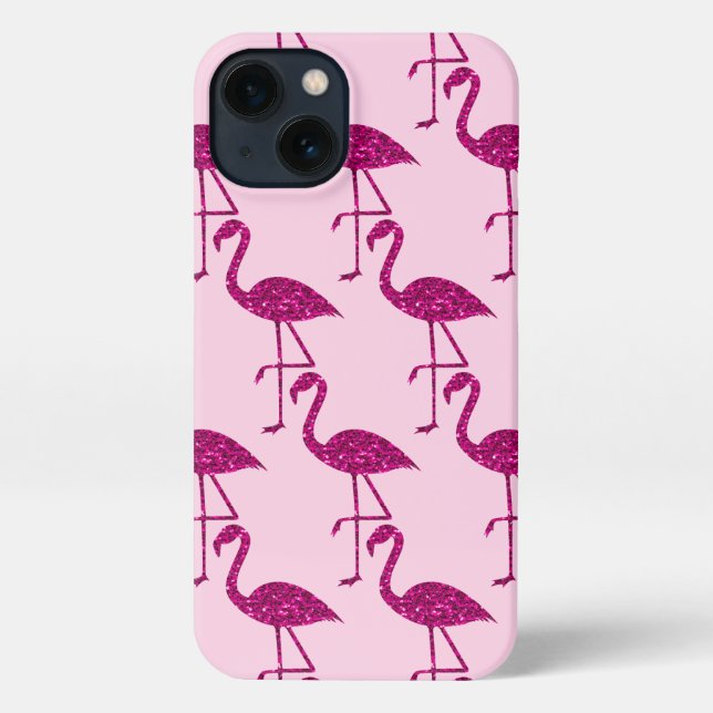 Coque iPhone parties scintillant rose Flamant rose pétille moti (Verso)