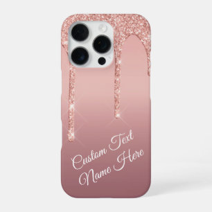 Coque iPhone 16 Pro Parties scintillant rose Gold Blush Votre Nom coqu
