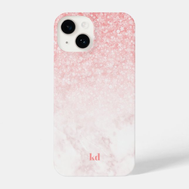 Coque iPhone Parties scintillant rose rose-or marbre texture (Verso)