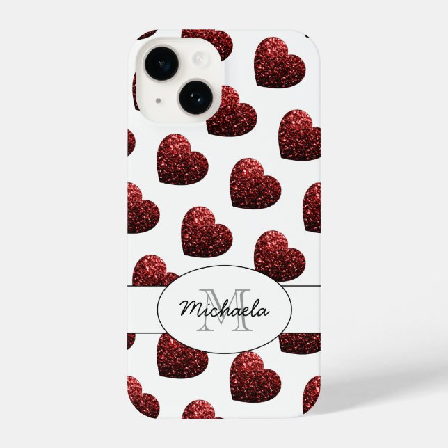 Coque iPhone Parties scintillant rouge étincelles Coeurs motif  (Verso)