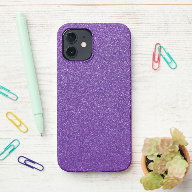 Coque iPhone Parties scintillant violette, Étincelle, Arrière - (Sur le bureau)