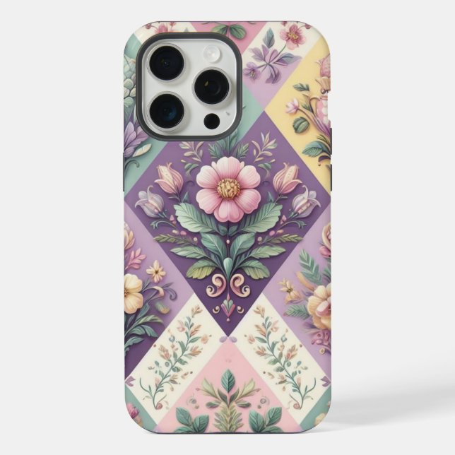 Coque iPhone Pastel coloré Jacquard Pâques/Printemps (Verso)