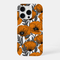 Pavot orange sur blanc