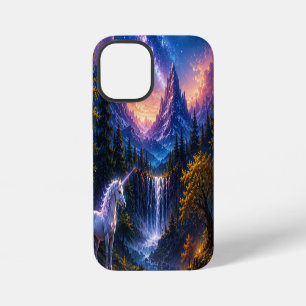 Coque iPhone 12 Mini Paysage Fantastique de Licorne au Clair de Lune