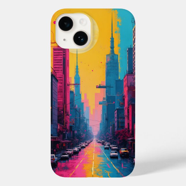 coque iphone (paysage urbain animé) (Verso)
