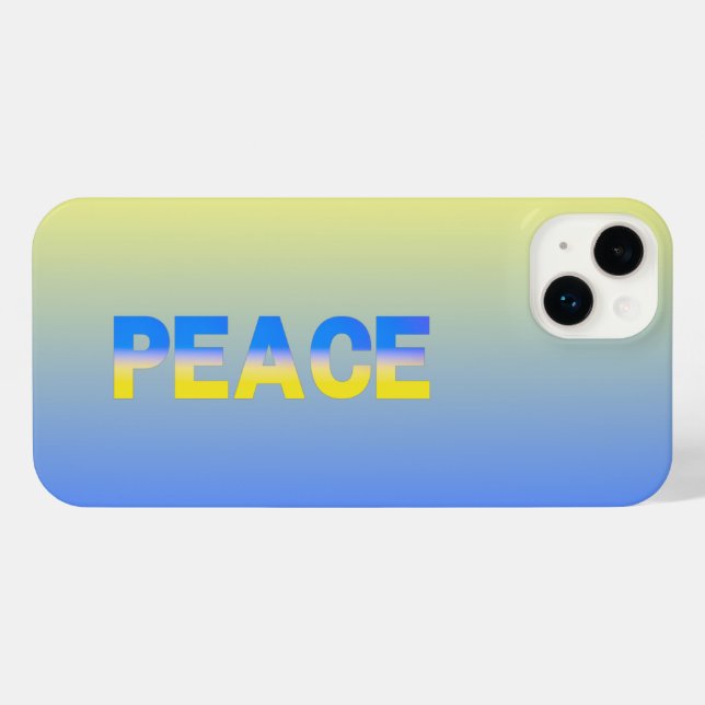 Coque iPhone PEACE bleu et jaune Ukraine Inspiré moderne chic (Verso Horizontal)