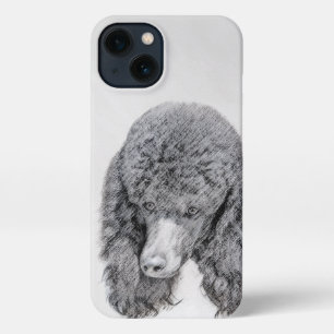 Etui iPhone 13 Peinture à paille noire standard - Art du chien