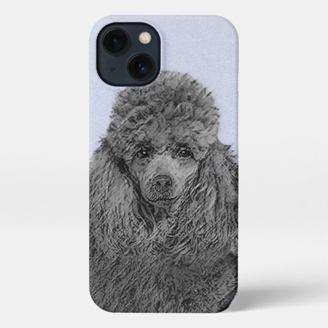 Coque iPhone Peinture de caniche Miniature Jouet noir Art origi (Verso)