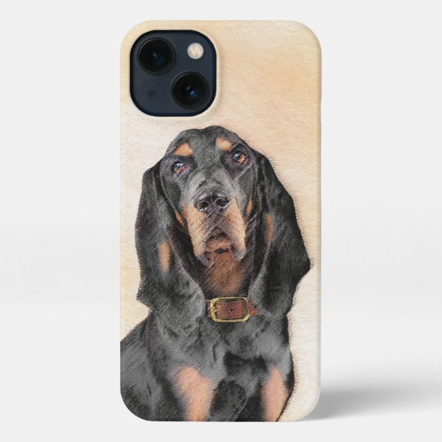 Coque iPhone Peinture en noir et blanc - Art original Chien (Verso)