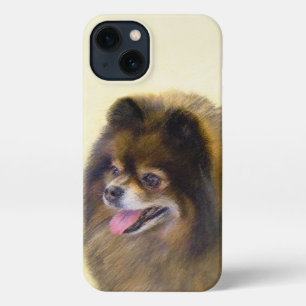 Etui iPhone 13 Peinture Poméranienne Noir et Tan Art Chien origin