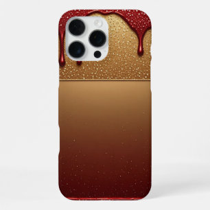 Coque iPhone 16 Pro Max Peinture rouge qui goutte sur fond de paillettes d